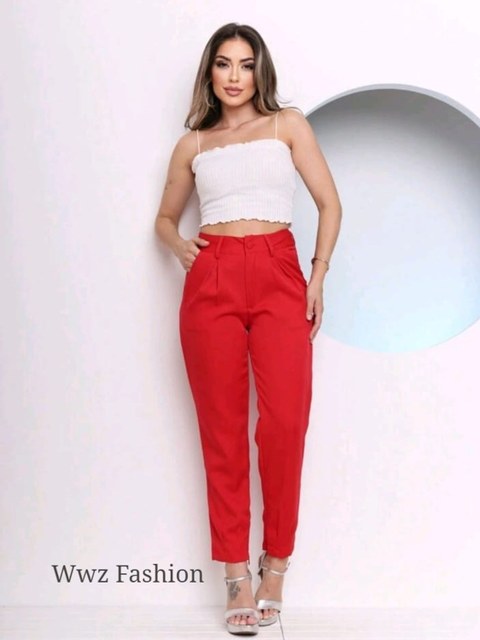 Wwz Fashion  Calça Cenoura Jogger Alfaiataria Feminina Barra Com Ziper 815