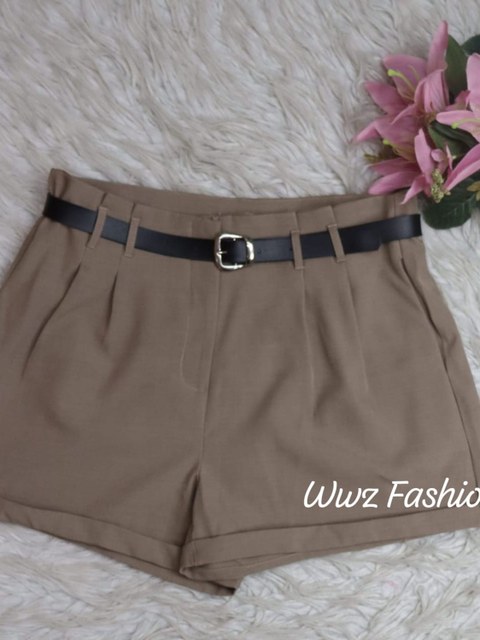 Wwz Fashion Short Feminino em Gabardine Cintura Alta Coleção Nova G173