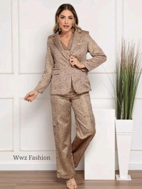 Wwz Fashion Conjunto Brilhoso Mega Elegante Viscose 198