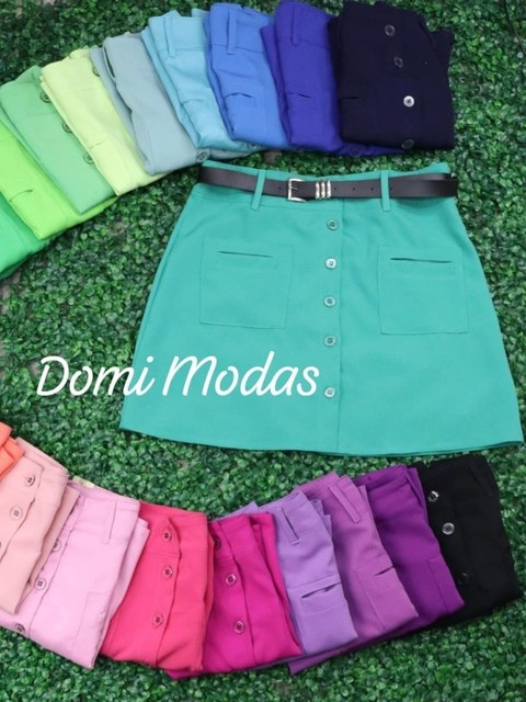 Modas domi Saía Alfaiataria Curta Fechamento de Botões Bolso na Frente Casul Premium 033