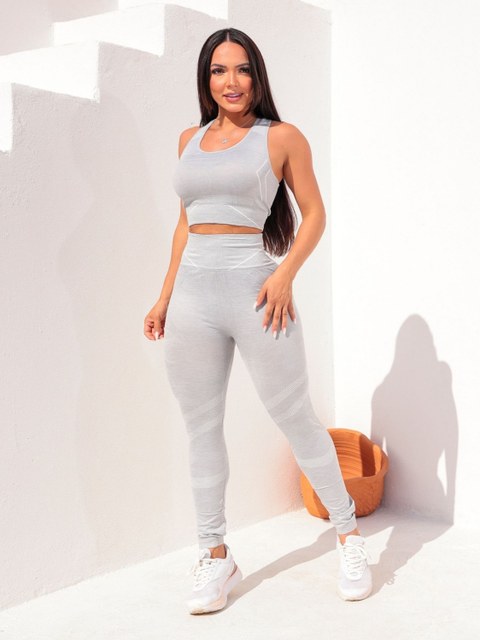 Conjunto De Legging Calça + Top Fitness Cintura Alta Empina Bumbum Roupa De Ginástica Feminina Desporto YZ-15