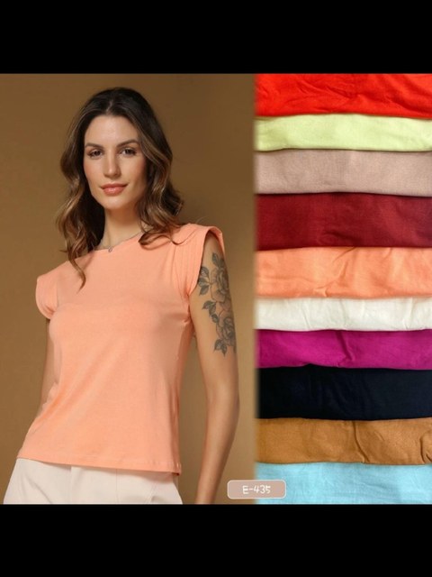 Blusa feminina basiquinha viscolaycra ombreira/FF41