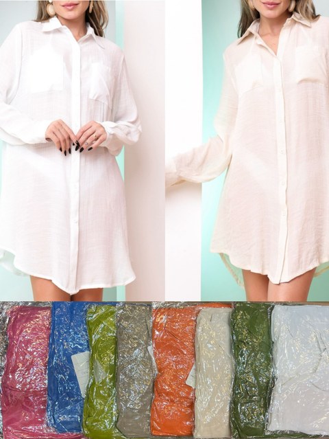 Saida De Praia Feminina Camisa Basica Moda Praia1013