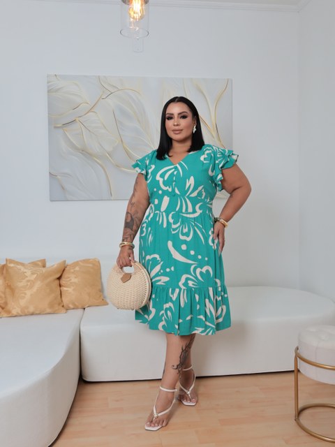 Vestido Manga Babado Duplo