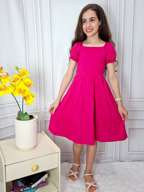 Vestido Liso Manga Princesa Juvenil