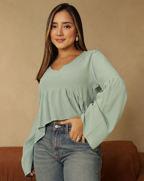 Blusa Feminina Alfaiataria Social 3/4 Tendência Elegante