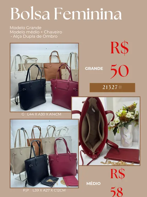 Bolsa sacola de ombro grande feminina 21327#