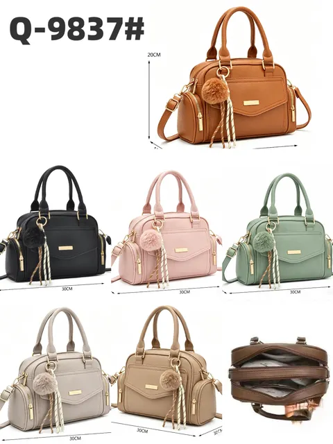 Bolsa feminina ombro com transversal chaveiro Q9837#