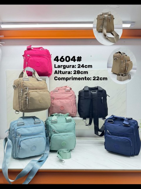 Bolsa que vira mochila de nylon feminina 4604#