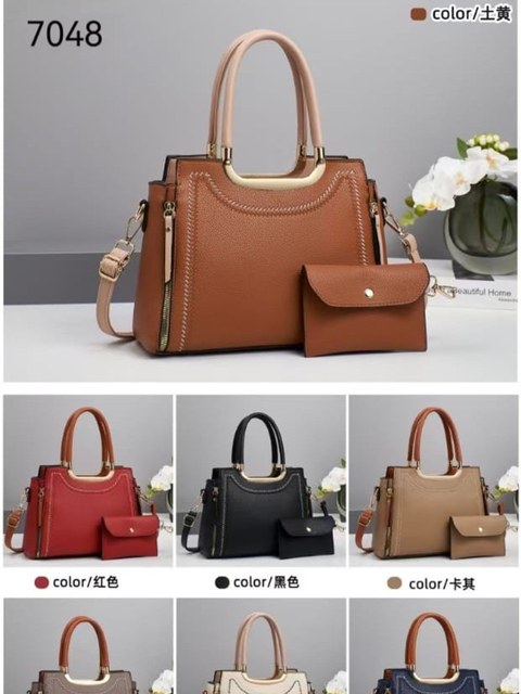 Bolsa feminina transversal grande com chaveiro 7048#