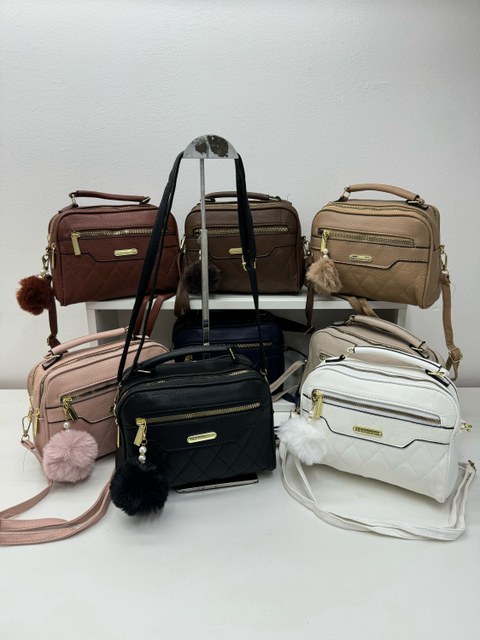 Bolsa feminina transversal com Pompom 60-1100