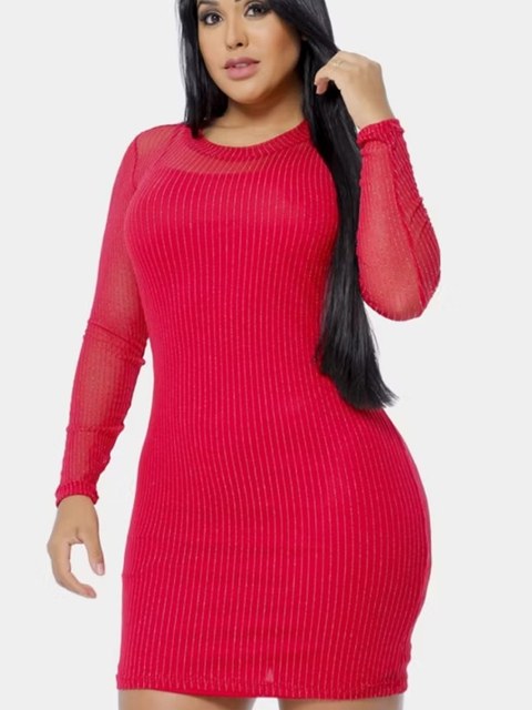 Vestido Manga Longa Tule Lurex fio Listrada Brilho Festa