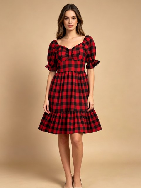 Vestido curto Crepinhocom forro Maya modas