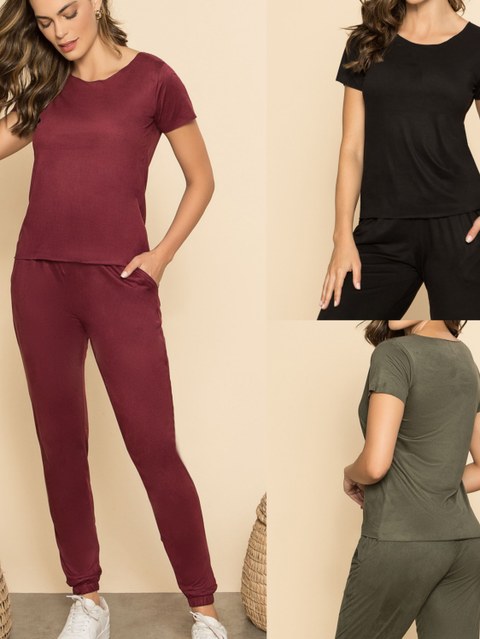 Conjunto Suéde calças jogger Maya modas