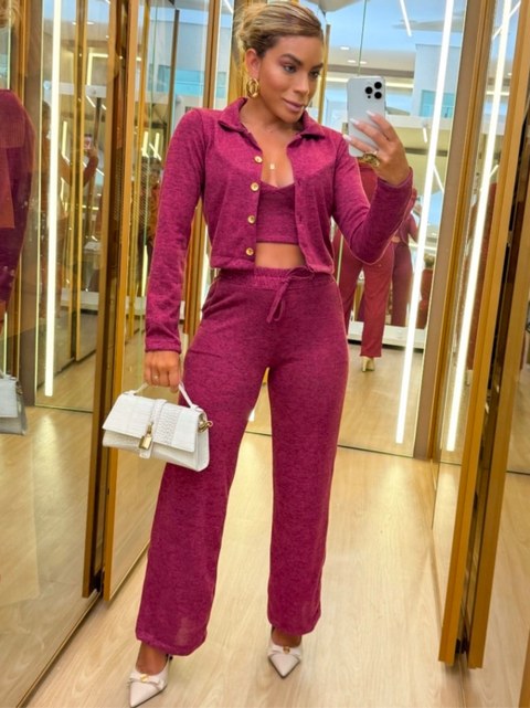 Conjunto (3 peças regata +blusa + calça )Lazinha Maya modas