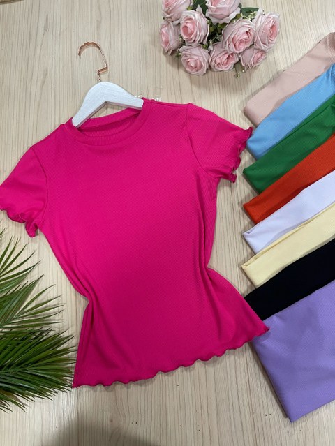 Blusa manga curta tecido canelada estica Maya modas