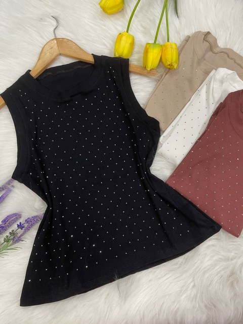 Blusa regata tecido canelada estica Maya modas