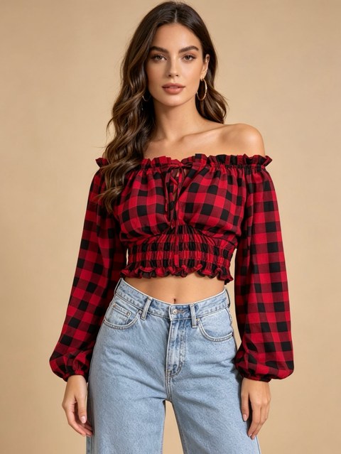 Blusa cropped com bojo crepinho Maya modas