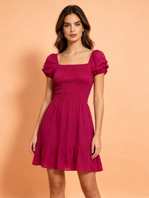 Vestido curto crepinho com forro Maya modas