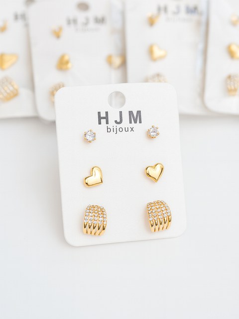 Kit 3 pares de brincos folhados aleatório