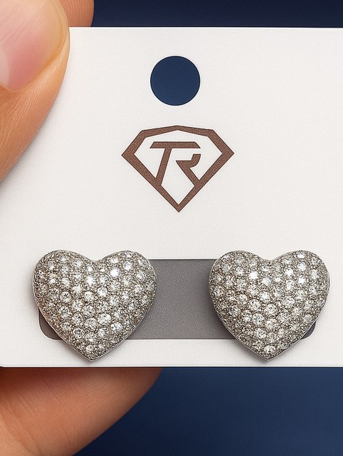 Brincos coração zircônia prata