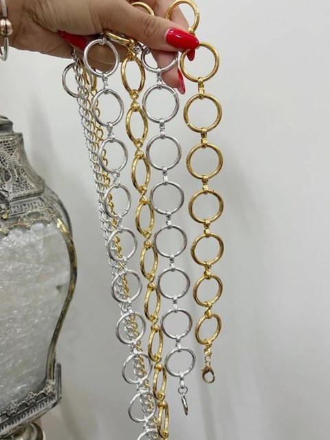 Cinto de argola prata e dourado