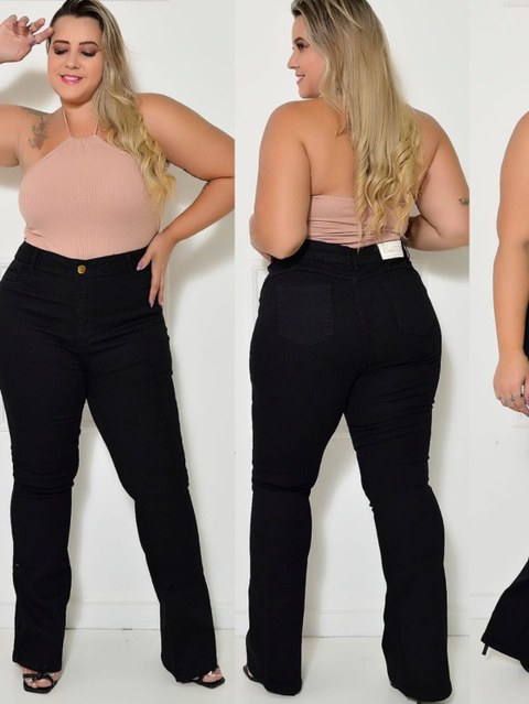 Calça plus size feminina jeans com lycra