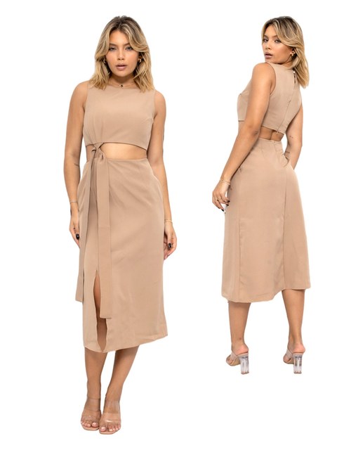 (032#) Conjunto Alfaiataria Feminico Amarração Faixa