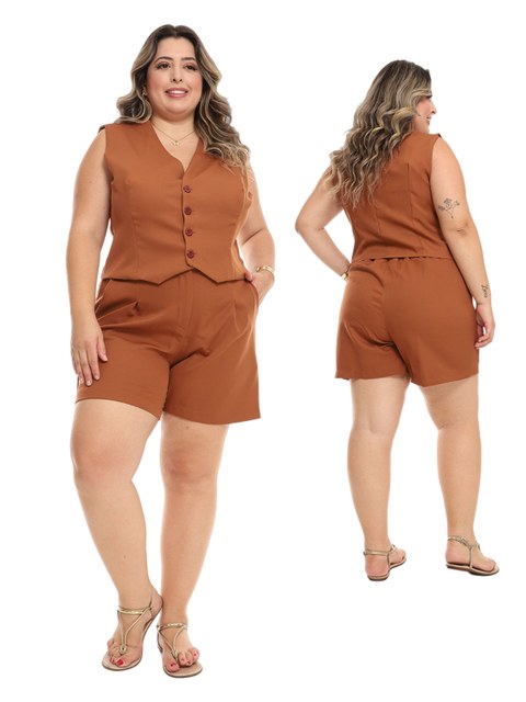 (055#) Plus Size Conjunto Alfaiataria Feminio