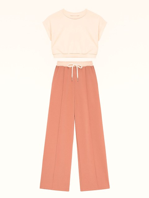 Conjunto Feminina Calça Pantalona Cinturada e Blusa Moletom