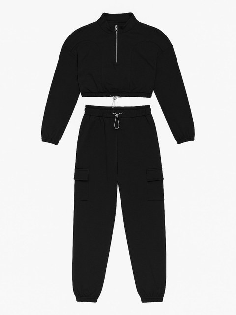 Conjunto Feminina Elegante Calça Cargo e Blusa de Moletom