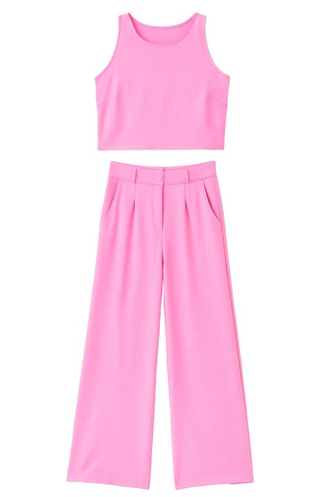 Conjunto Feminino Regata e Calça Pantalona em Duna