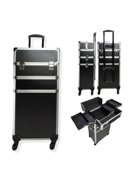 Maleta Mala de Maquiagem Profissional Com Divisórias e Rodinha 3 Andar