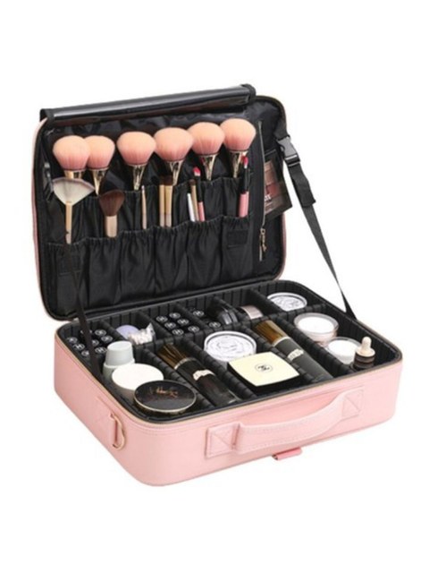 Maleta de Maquiagem Profissional Com Divisória Organização Make Grande Rosa BL1220
