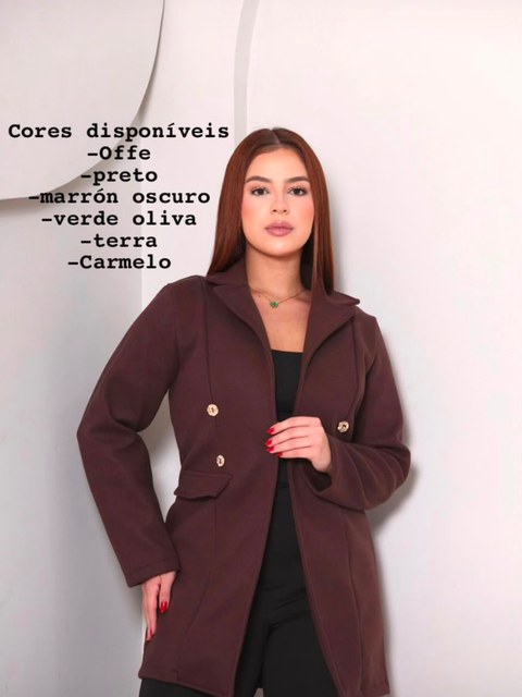Casaco lã batida comfy casual botão não funcional