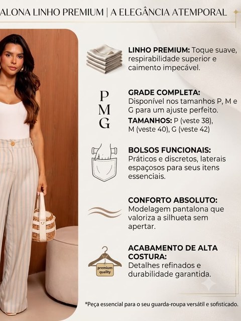Calca pantalona linho vitta