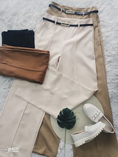 Calça pantalona de alfaiataria feminina social