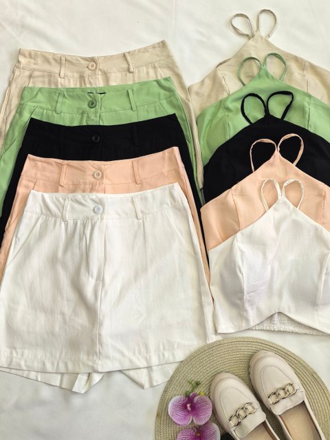 Conjunto de feminina croppd com short-saia 149#
