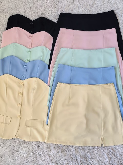 Conjunto short saia com cropped 1015#