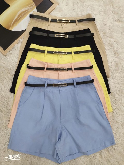 Short feminina de marrant com cinto 195#