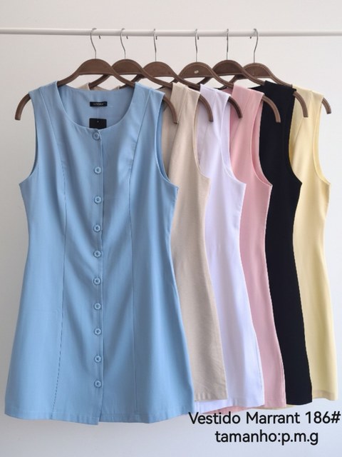 vestido midi Marrant com botão 186#