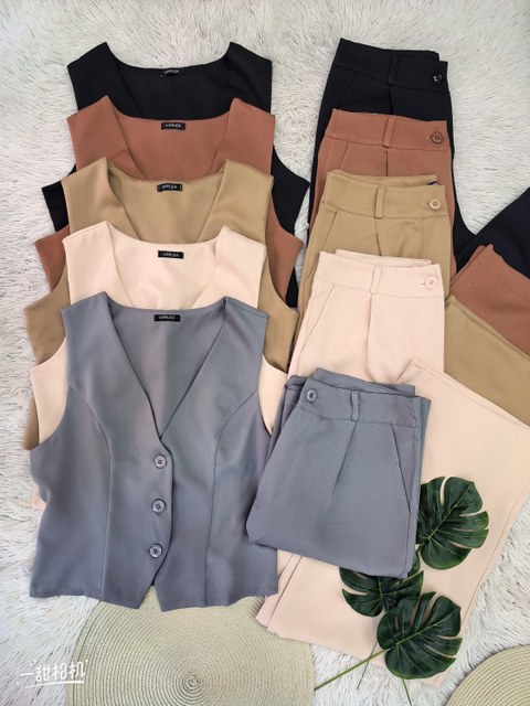 conjunto de alfaiataria feminina coleta com calça