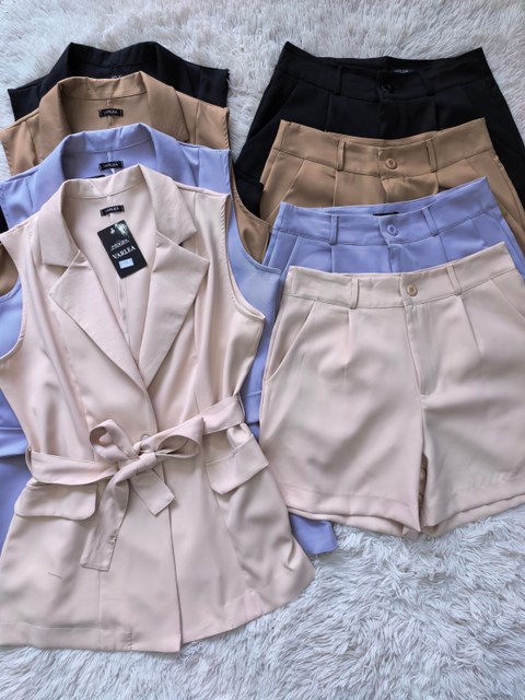 conjunto  de alfaiataria feminina colete com short