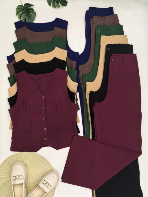conjunto  feminina de marrant colete e calça pantalona