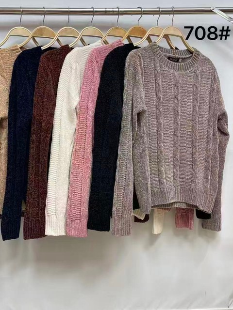 Suéter Veludo Mousse Feminino Gola Redonda Inverno 708#