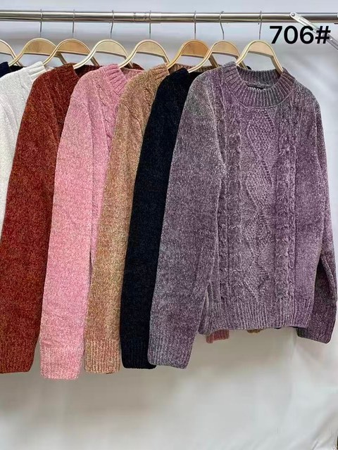 Suéter de  Mousse Feminino Gola Redonda Inverno 706#