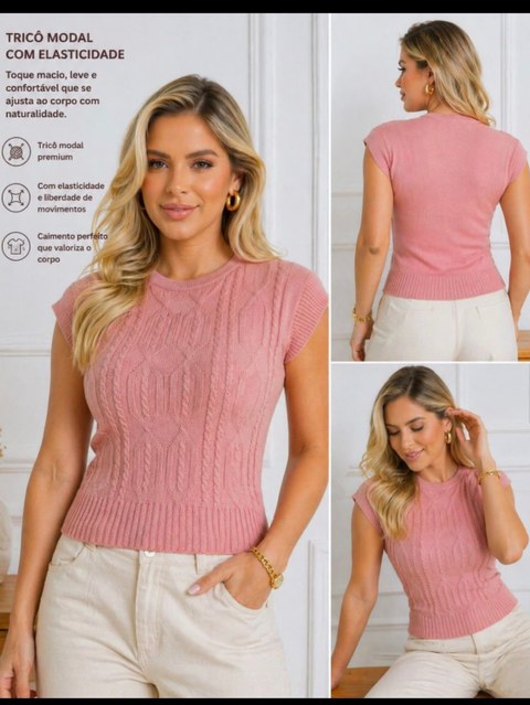 Blusa Feminina em Tricô Modal Premium com Textura de Tranças