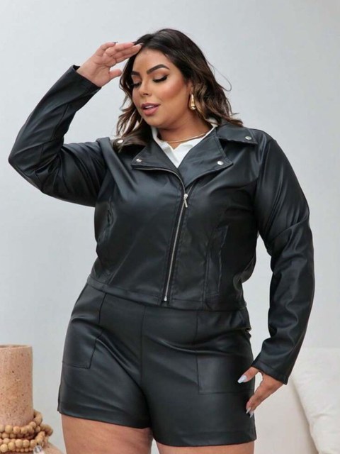 Jaqueta Couro Fake Plus Size