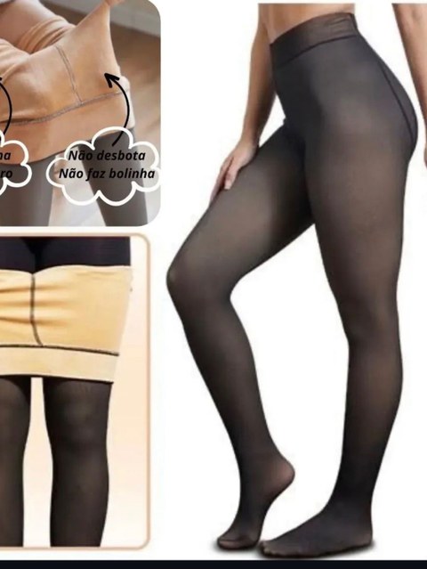 Meia Calça Térmica Forrada Grossa 200g Translúcida