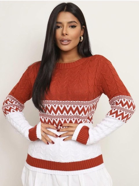 Blusa de frio feminina tricô modal manga longa